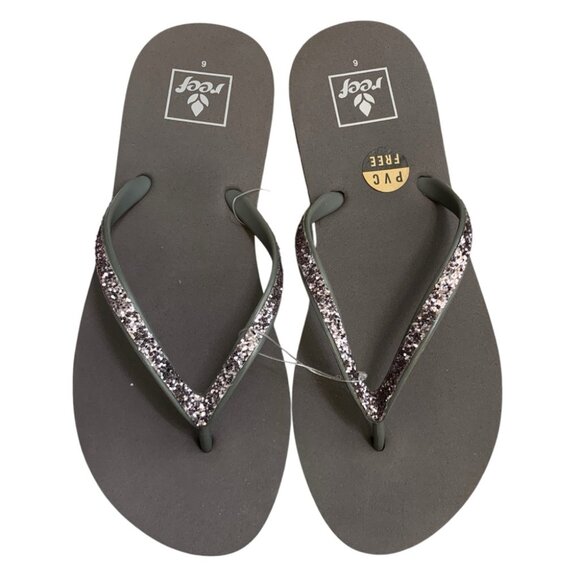 Reef Mist II Flip Flop Sandals Womens Size 6 Grey Silver Glitter New - Picture 2 of 4